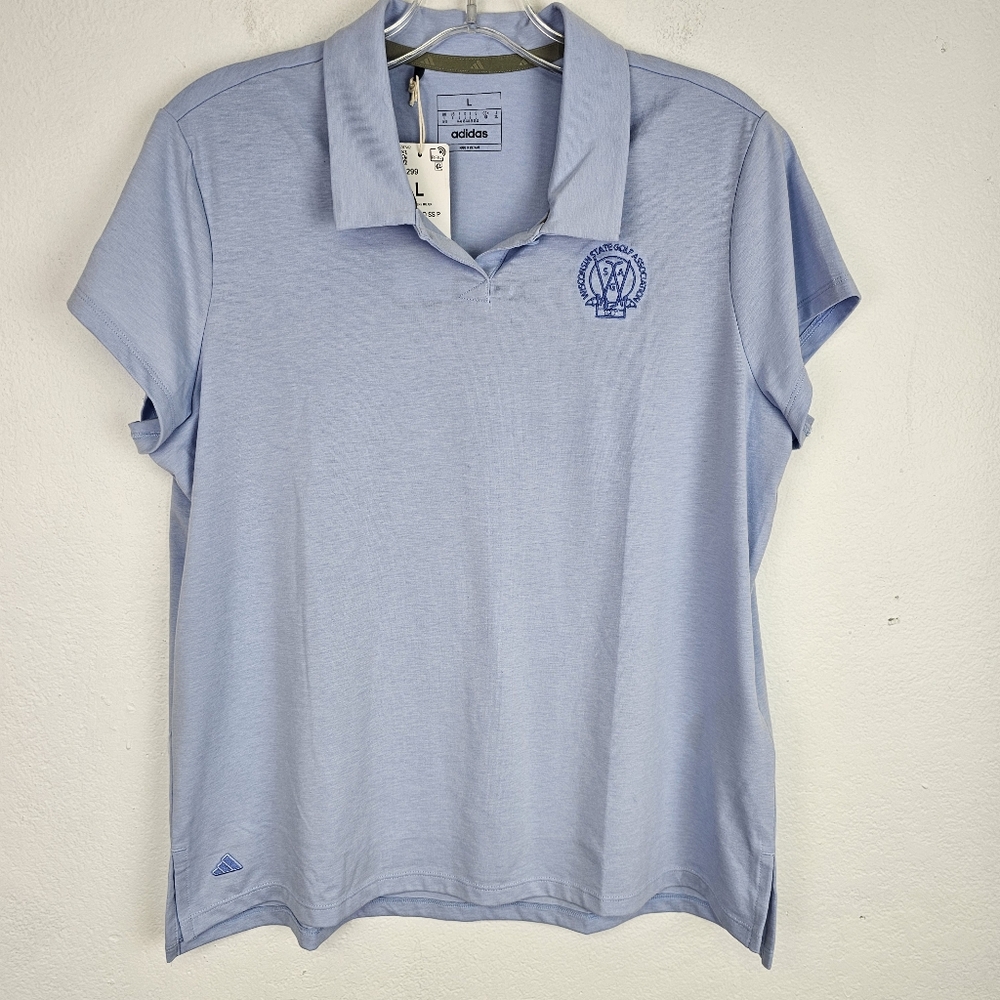 Adidas NEW Women's Blue Golf Polo Wisconsin State Polo Assoc West Bend Sz L